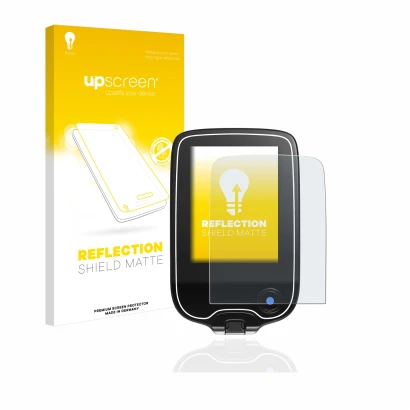 Parte frontale di una confezione del prodotto con il logo del marchio upscreen. Accanto è raffigurato il dispositivo Freestyle