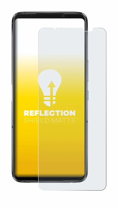 Immagine del dispositivo ASUS ROG Phone 7 Ultimate con un'ampia varietà di protezioni per lo schermo.