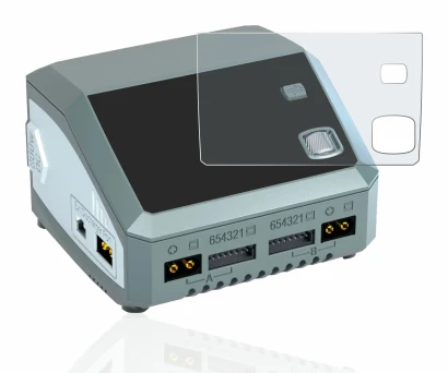 Immagine del dispositivo SkyRc D200 neo con un'ampia varietà di protezioni per lo schermo.
