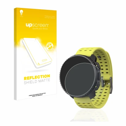 Parte frontale di una confezione del prodotto con il logo del marchio upscreen. Accanto è raffigurato il dispositivo Suunto Ve