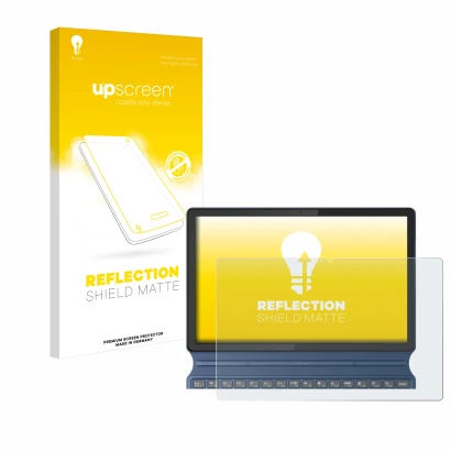 Parte frontale di una confezione del prodotto con il logo del marchio upscreen. Accanto è raffigurato il dispositivo Lenovo Id