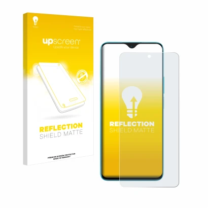 Parte frontale di una confezione del prodotto con il logo del marchio upscreen. Accanto è raffigurato il dispositivo Honor 90 