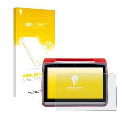 Parte frontale di una confezione del prodotto con il logo del marchio upscreen. Accanto è raffigurato il dispositivo medDV NID