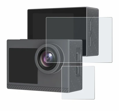 Immagine del dispositivo Akaso Brave 4 Pro con un'ampia varietà di protezioni per lo schermo.
