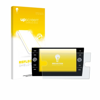 Parte frontale di una confezione del prodotto con il logo del marchio upscreen. Accanto è raffigurato il dispositivo Volkswage