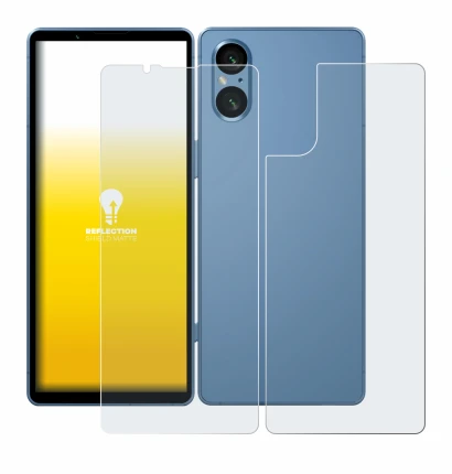 Immagine del dispositivo Sony Xperia 5 V (Fronte+Retro) con un'ampia varietà di protezioni per lo schermo.
