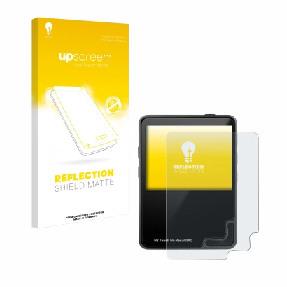 Parte frontale di una confezione del prodotto con il logo del marchio upscreen. Accanto è raffigurato il dispositivo HifiWalke