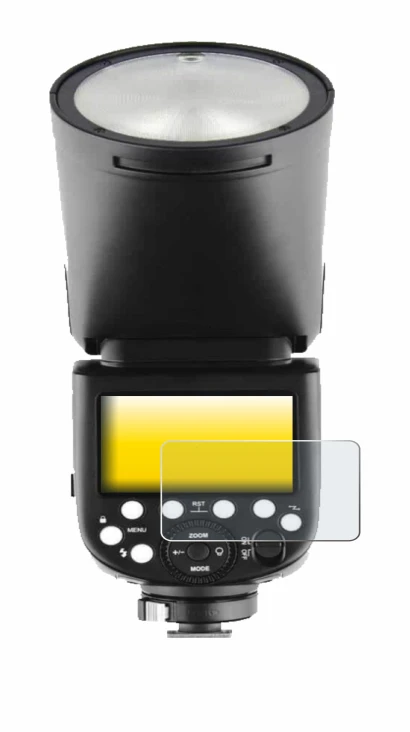 Immagine del dispositivo Godox V1 con un'ampia varietà di protezioni per lo schermo.
