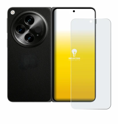 Immagine del dispositivo OnePlus Open (case-friendly) con un'ampia varietà di protezioni per lo schermo.