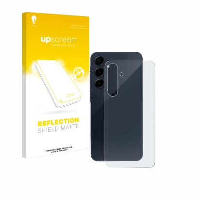 Parte frontale di una confezione del prodotto con il logo del marchio upscreen. Accanto è raffigurato il dispositivo Samsung G