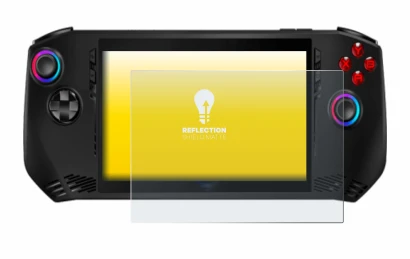 Immagine del dispositivo MSI Claw A1M con un'ampia varietà di protezioni per lo schermo.