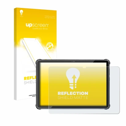 Parte frontale di una confezione del prodotto con il logo del marchio upscreen. Accanto è raffigurato il dispositivo Oukitel R