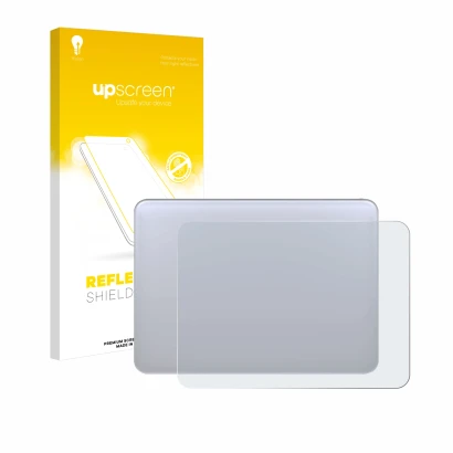 Parte frontale di una confezione del prodotto con il logo del marchio upscreen. Accanto è raffigurato il dispositivo Apple Mag