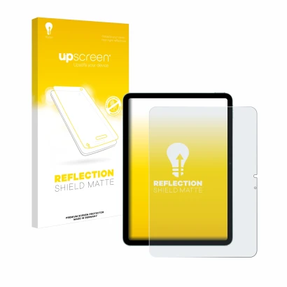 Parte frontale di una confezione del prodotto con il logo del marchio upscreen. Accanto è raffigurato il dispositivo Apple iPa