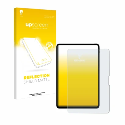 Parte frontale di una confezione del prodotto con il logo del marchio upscreen. Accanto è raffigurato il dispositivo Apple iPa