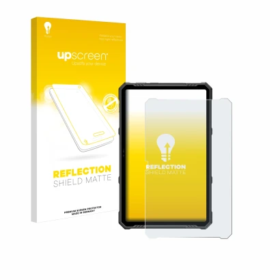 Parte frontale di una confezione del prodotto con il logo del marchio upscreen. Accanto è raffigurato il dispositivo Ulefone A
