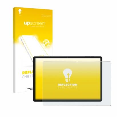 Parte frontale di una confezione del prodotto con il logo del marchio upscreen. Accanto è raffigurato il dispositivo Teclast T