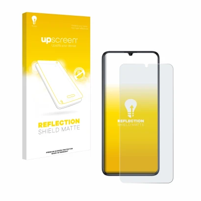 Parte frontale di una confezione del prodotto con il logo del marchio upscreen. Accanto è raffigurato il dispositivo Oukitel C