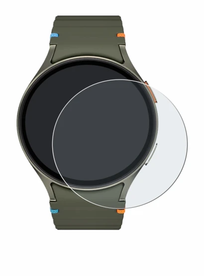 Immagine del dispositivo Samsung Galaxy Watch 7 (44 mm) con un'ampia varietà di protezioni per lo schermo.