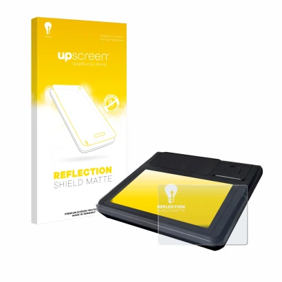 Parte frontale di una confezione del prodotto con il logo del marchio upscreen. Accanto è raffigurato il dispositivo Techfive