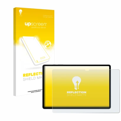 Parte frontale di una confezione del prodotto con il logo del marchio upscreen. Accanto è raffigurato il dispositivo Samsung G