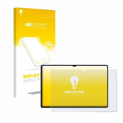 Parte frontale di una confezione del prodotto con il logo del marchio upscreen. Accanto è raffigurato il dispositivo Samsung G