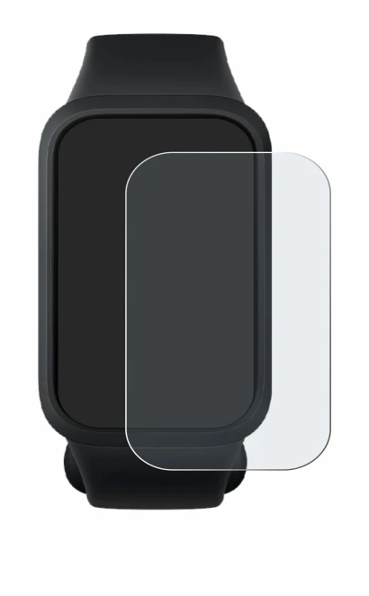 Immagine del dispositivo Xiaomi Smart Band 9 Active con un'ampia varietà di protezioni per lo schermo.