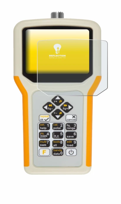 Immagine del dispositivo RigExpert AA-55 Zoom con un'ampia varietà di protezioni per lo schermo.