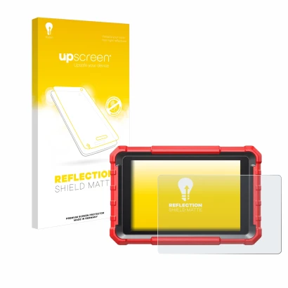 Parte frontale di una confezione del prodotto con il logo del marchio upscreen. Accanto è raffigurato il dispositivo Launch X-