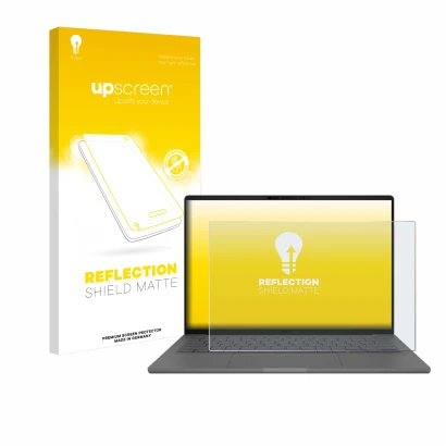 Parte frontale di una confezione del prodotto con il logo del marchio upscreen. Accanto è raffigurato il dispositivo ASUS ZenB