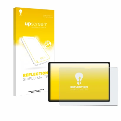 Parte frontale di una confezione del prodotto con il logo del marchio upscreen. Accanto è raffigurato il dispositivo Lenovo Yo