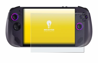 Immagine del dispositivo Lenovo Legion Go S con un'ampia varietà di protezioni per lo schermo.