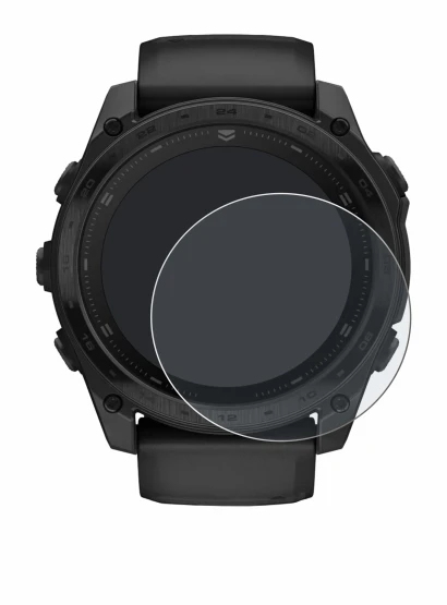 Immagine del dispositivo Garmin Tactix 8 AMOLED (51 mm) con un'ampia varietà di protezioni per lo schermo.