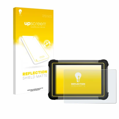 Parte frontale di una confezione del prodotto con il logo del marchio upscreen. Accanto è raffigurato il dispositivo Leica iCO