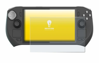 Immagine del dispositivo Zotac Gaming Zone con un'ampia varietà di protezioni per lo schermo.