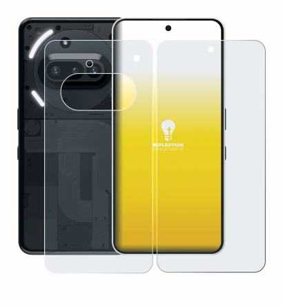 Immagine del dispositivo Nothing Phone (3a) (Fronte+Retro) con un'ampia varietà di protezioni per lo schermo.