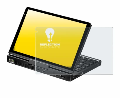 Immagine del dispositivo GPD Pocket 4 con un'ampia varietà di protezioni per lo schermo.