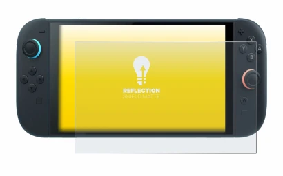 Immagine del dispositivo Nintendo Switch 2 con un'ampia varietà di protezioni per lo schermo.