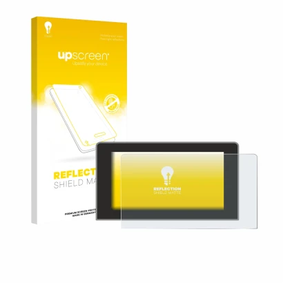 Parte frontale di una confezione del prodotto con il logo del marchio upscreen. Accanto è raffigurato il dispositivo Volkswage