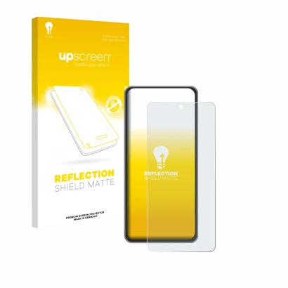 Parte frontale di una confezione del prodotto con il logo del marchio upscreen. Accanto è raffigurato il dispositivo realme GT