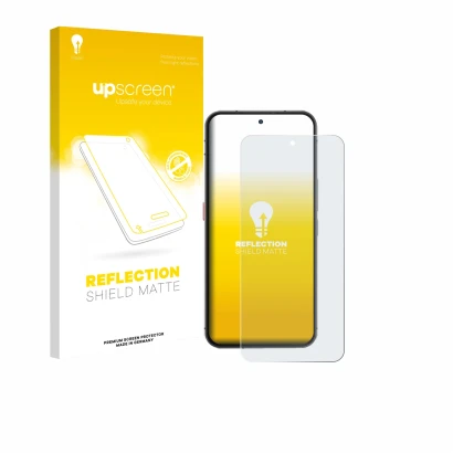 Parte frontale di una confezione del prodotto con il logo del marchio upscreen. Accanto è raffigurato il dispositivo Oukitel W