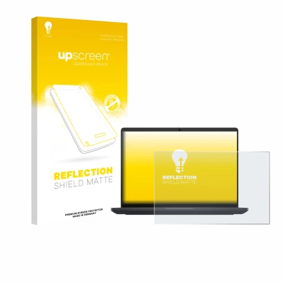 Parte frontale di una confezione del prodotto con il logo del marchio upscreen. Accanto è raffigurato il dispositivo Dell Pro