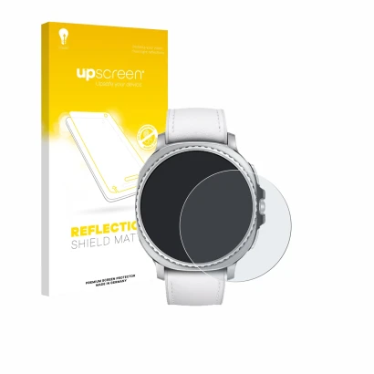 Parte frontale di una confezione del prodotto con il logo del marchio upscreen. Accanto è raffigurato il dispositivo Samsung G