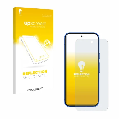 Parte frontale di una confezione del prodotto con il logo del marchio upscreen. Accanto è raffigurato il dispositivo Google Pi