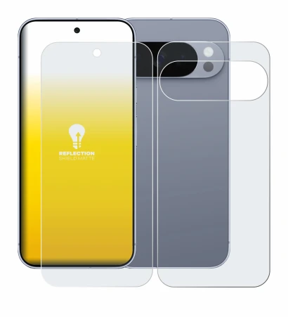 Immagine del dispositivo Google Pixel 10 Pro (Fronte+Retro) con un'ampia varietà di protezioni per lo schermo.