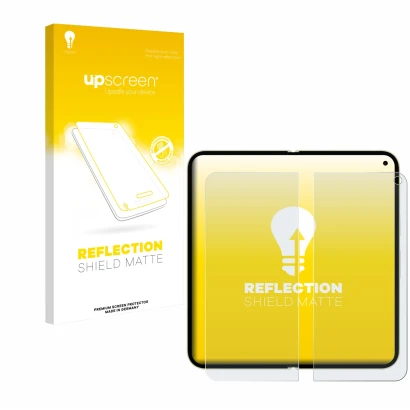 Parte frontale di una confezione del prodotto con il logo del marchio upscreen. Accanto è raffigurato il dispositivo Google Pi