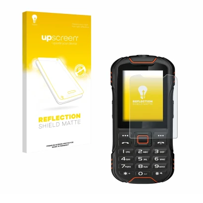 Parte frontale di una confezione del prodotto con il logo del marchio upscreen. Accanto è raffigurato il dispositivo Gigaset G