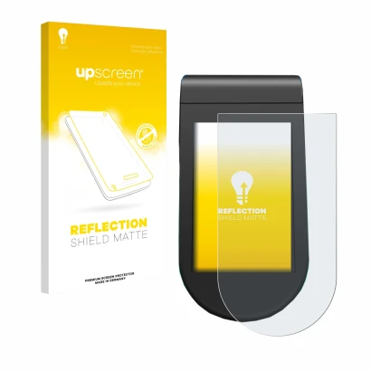 Parte frontale di una confezione del prodotto con il logo del marchio upscreen. Accanto è raffigurato il dispositivo SoFlow SO