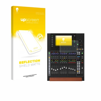 Parte frontale di una confezione del prodotto con il logo del marchio upscreen. Accanto è raffigurato il dispositivo Behringer