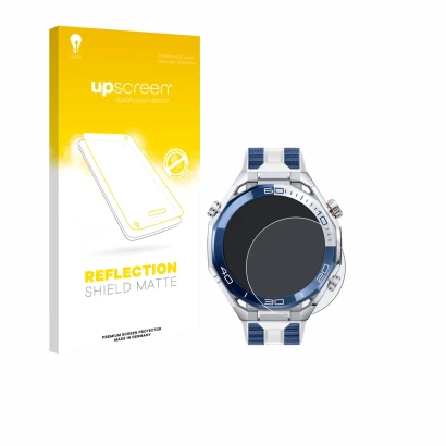 Parte frontale di una confezione del prodotto con il logo del marchio upscreen. Accanto è raffigurato il dispositivo Huawei Wa